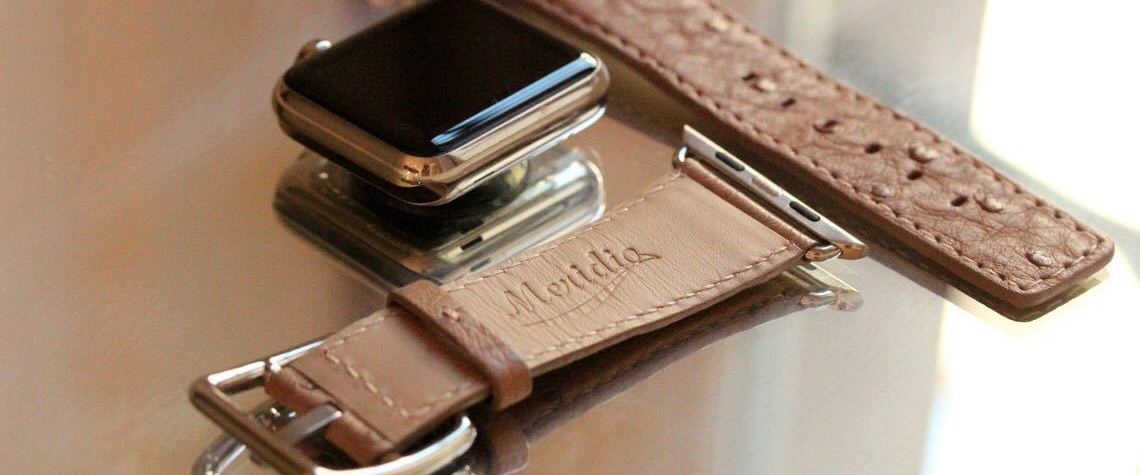 Stylish apple watch band made with ostrich leather