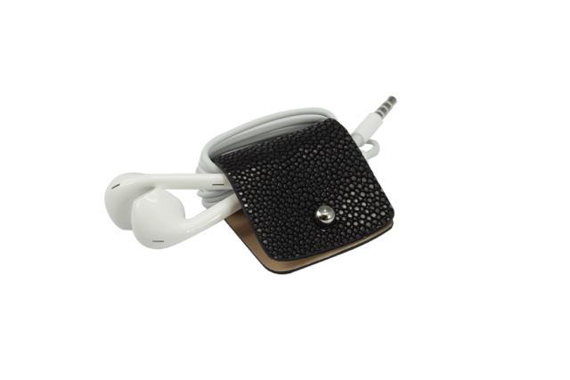 Headphone holder Dark-Secret galuchat leather made in Italy