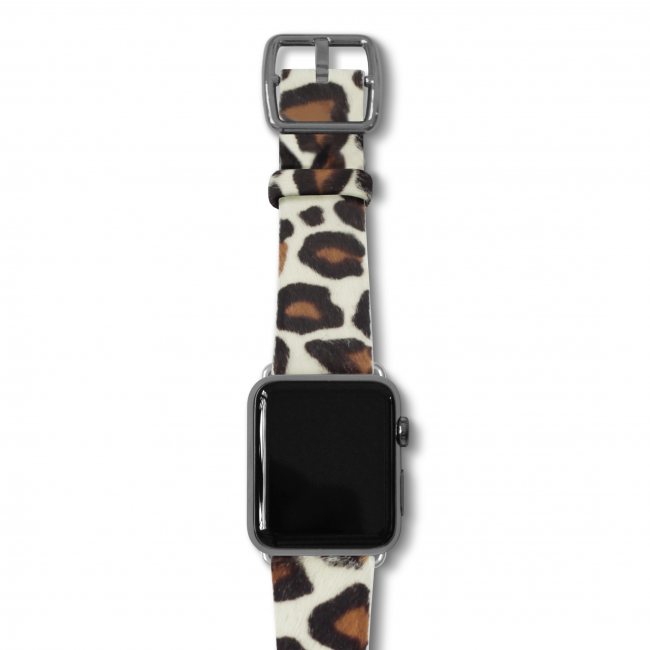 Whitey-Spotty cavallino leather band made in Italy apple watch space gray buckle on top