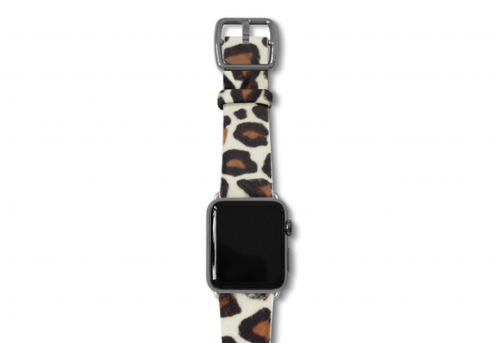 Whitey-Spotty cavallino leather band made in Italy apple watch space gray buckle on top