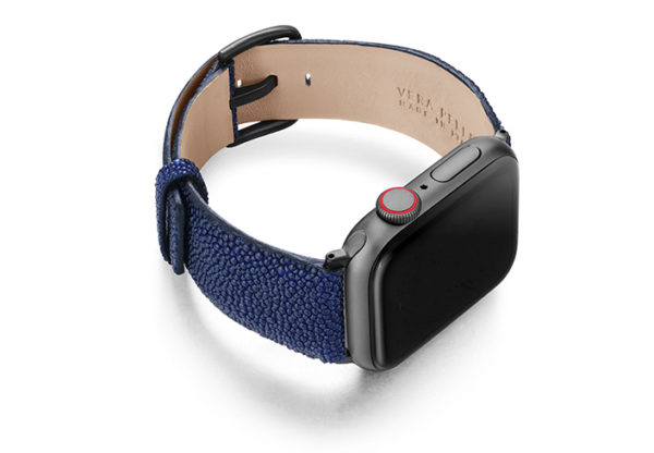Royal-Blue-AW-stingray-leather-band-with-sapce-grey-case-on-right