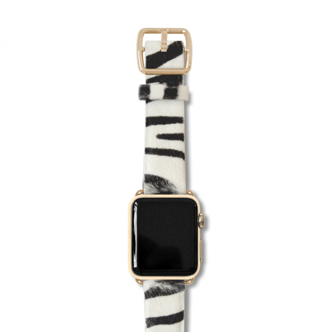 Stripey cavallino apple watch band made in Italy gold