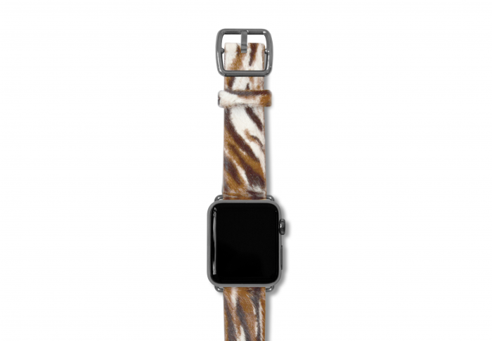 Bengal Tiger cavallino leather band with space gray buckle