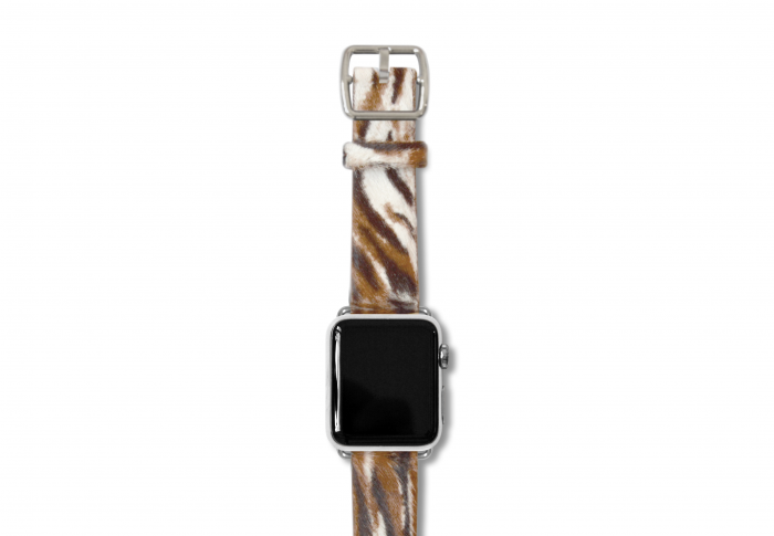 Bengal Tiger cavallino leather band with silver buckle