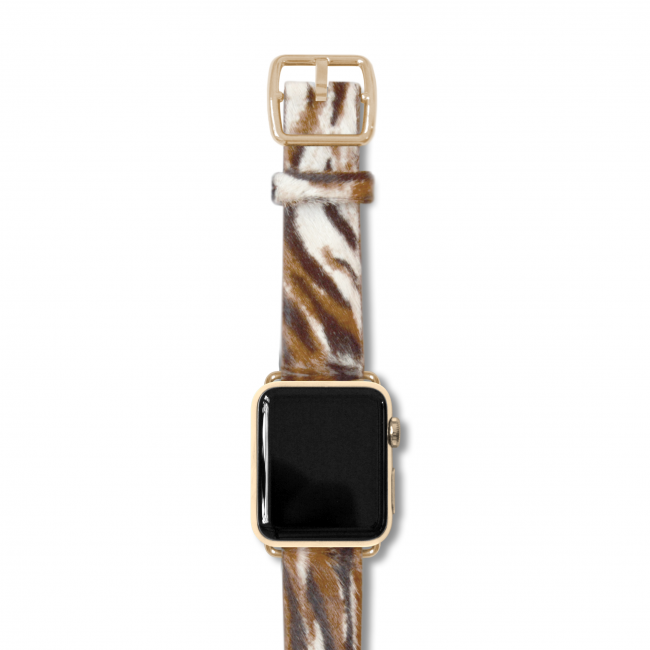 Bengal Tiger cavallino leather band with gold buckle