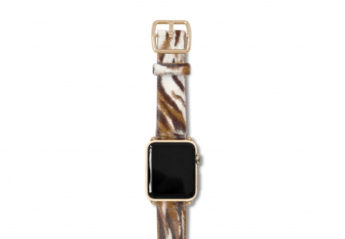Bengal Tiger cavallino leather band with gold buckle