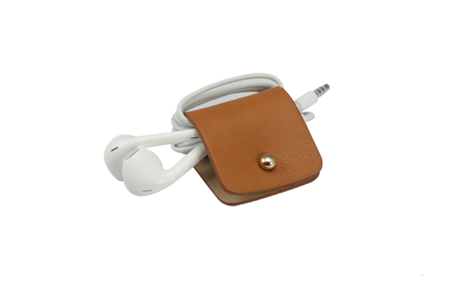 Headphone holder Light-Brown nappa leather made in Italy