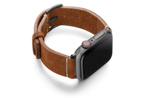 Cordwood-Apple-Watch-brown-heritage-band-with-space-grey-case-on-right