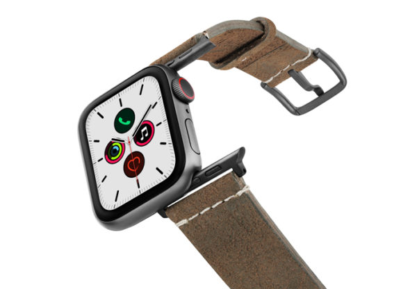 Khaki-Sun-Apple-Watch-heritage-green-leather-band-on-air-space-grey-adapters