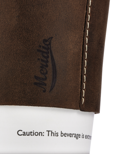 Leather coffee cup sleeve - Reusable cup holder | Meridio Band