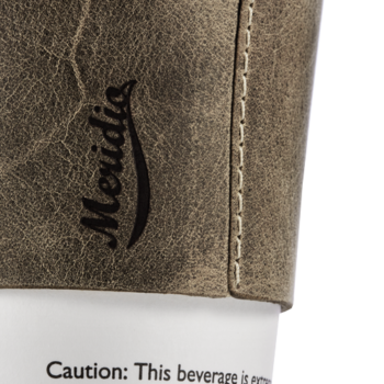Leather coffee cup sleeve - Reusable cup holder | Meridio Band