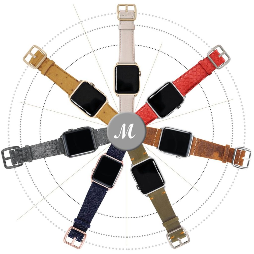 Color wheel made of leather apple watch bands