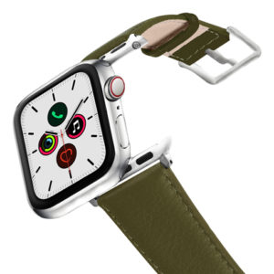 Musk-AW-green-nappa-leather-band-stainless-steel-case-on-air