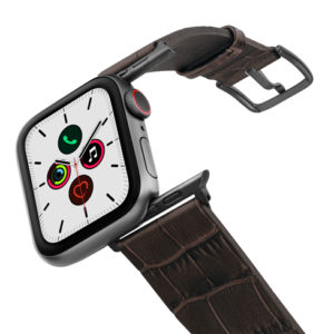 Evening-Shadow-Apple-watch-brown-reptilia-leather-band-on-air-space-grey-adapters