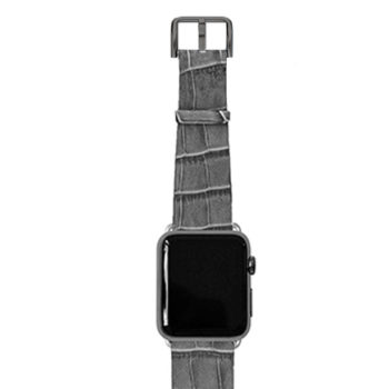 Intercostal Apple watch grey calf leather band handmade in Italy | Meridio