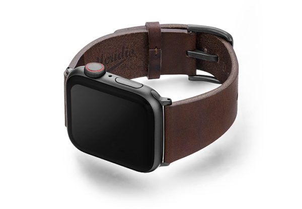 Burnt-AW-full-grain-leather-band-with-space-grey-case-on-left