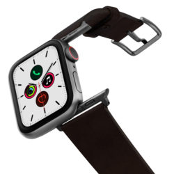 Cassel-Apple-watch-genuine-black-leather-band-on-air-space-grey-adapters