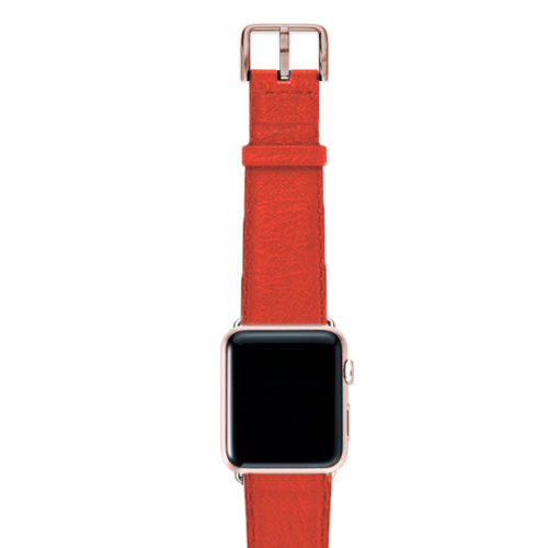 Coral-red-nappa-band-on-top-with-aluminium-gold-adaptors