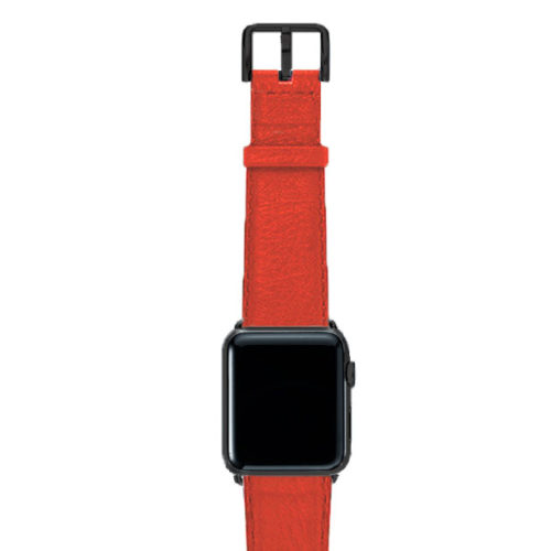 Coral-red-nappa-band-on-top-with-stainless-black-adaptors
