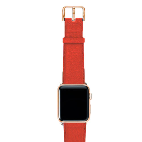 Coral-red-nappa-band-on-top-with-stainless-gold-adaptors