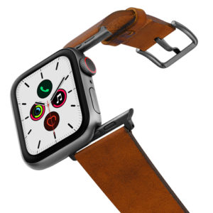 Tawny-Apple-watch-light-brown-genuine-leather-band-on-air-space-grey-adapters