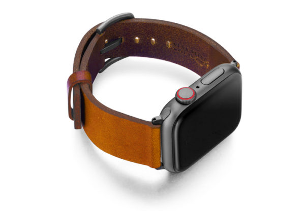 Tawny-Apple-watch-light-brown-genuine-leather-band-with-case-on-right