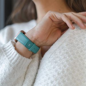 Turquoise-Apple-watch-nappa-calf-leather-band-close-up-on-monogram