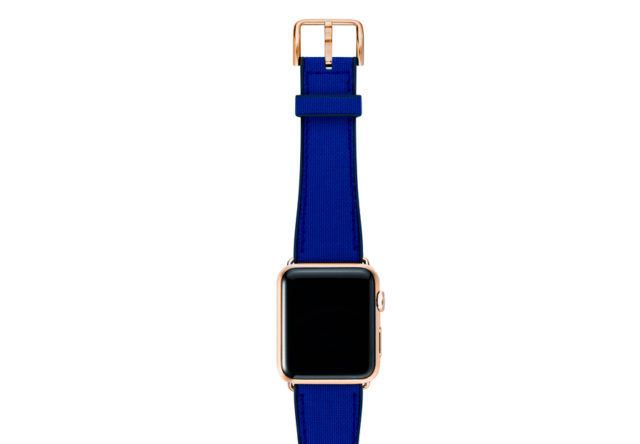 Deep-Ocean-Apple-watch-blue-natural-rubber-strap-with-GOLD-SERIES-3-case