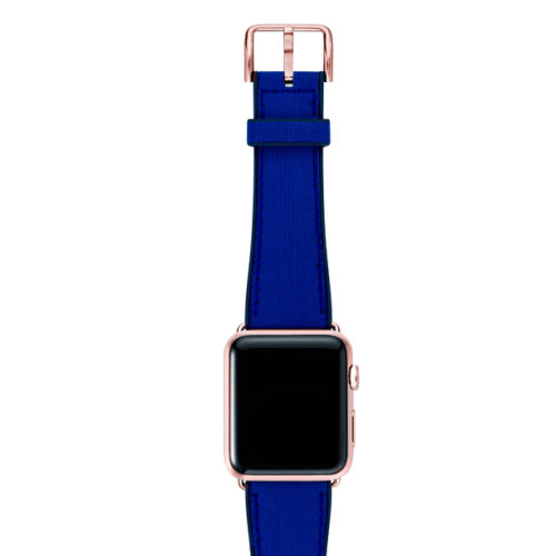 Deep-Ocean-Apple-watch-blue-natural-rubber-strap-with-rose-gold-case