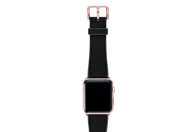 Gloomy-Apple-watch-black-natural-rubber-strap-with-rose-gold-case