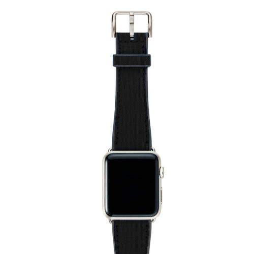 Gloomy-Apple-watch-black-natural-rubber-strap-with-stainless-steel-case