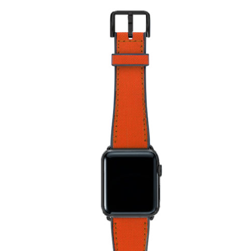 Lobster-Apple-watch-red-natural-rubber-strap-with-black-case