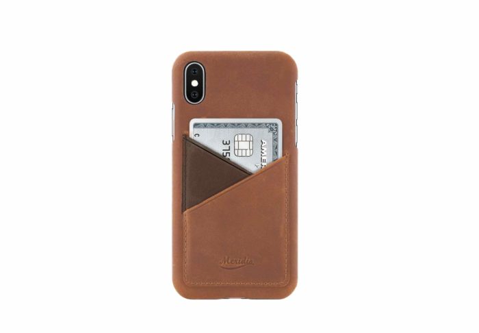 iPhone-X-light-bronw-leather-case-front-side