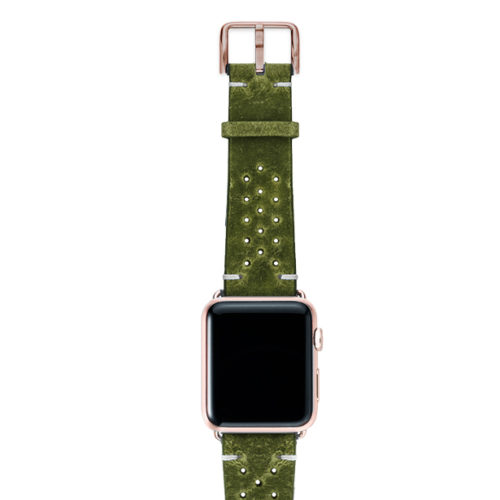 Hope-AW-green-calf-leather-band-with-holes-with-case-alum-gold-series4