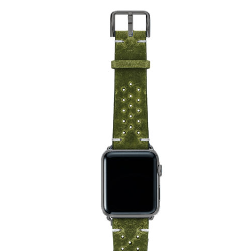 Hope-AW-green-calf-leather-band-with-holes-with-case-space-grey