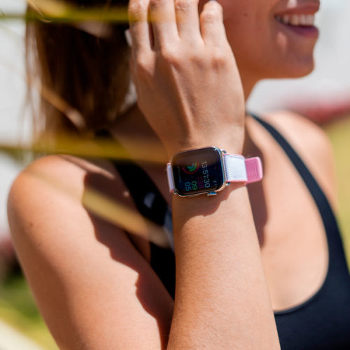 Pink-Sand-Apple-watch-rubber-band-with-swimming-underwear