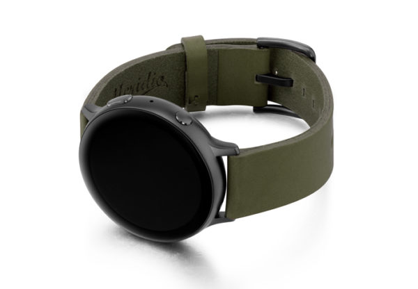 Deep-Leaf-Galaxy-watch-active-green-full-grain-leather-band-with-left-case
