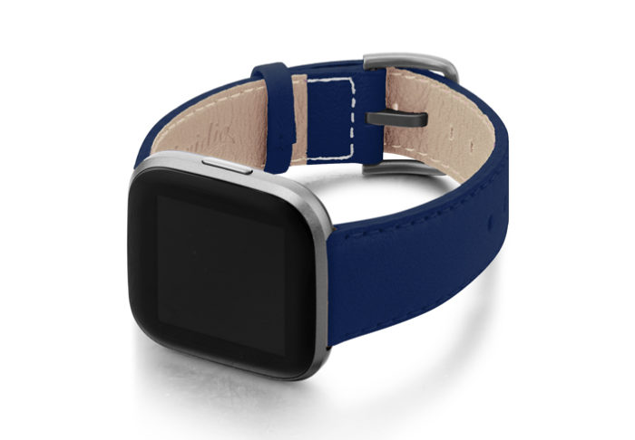 Mediterranean Blue Fitbit nappa leather band handmade in Italy | Meridio