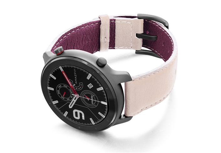 Amazfit-GTR-angel-whisper-nappa-leather-band-with-display-on-left