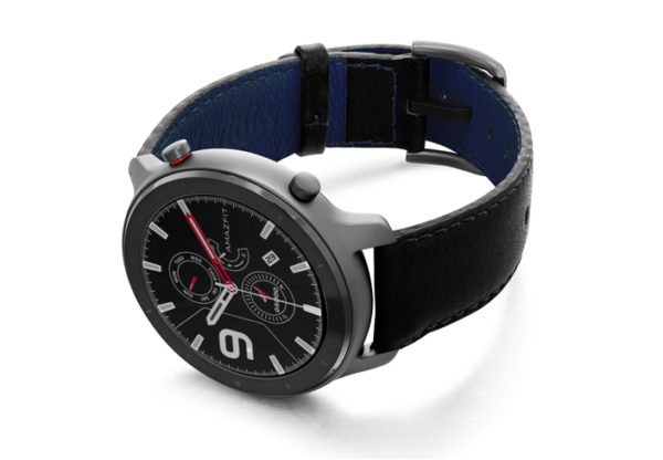 Amazfit-GTR-black-nappa-leather-band-with-display-on-left