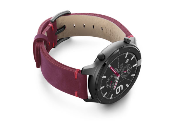 Amazfit-GTR-colonial-red-vintage-leather-band-with-display-on-right