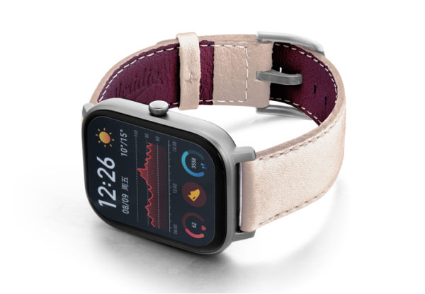 Amazfit-GTS-angel-whisper-nappa-leather-band-with-display-on-left