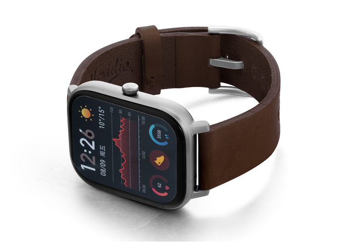 Amazfit-GTS-burnt-brown-clay-leather-band-with-displey-on-left