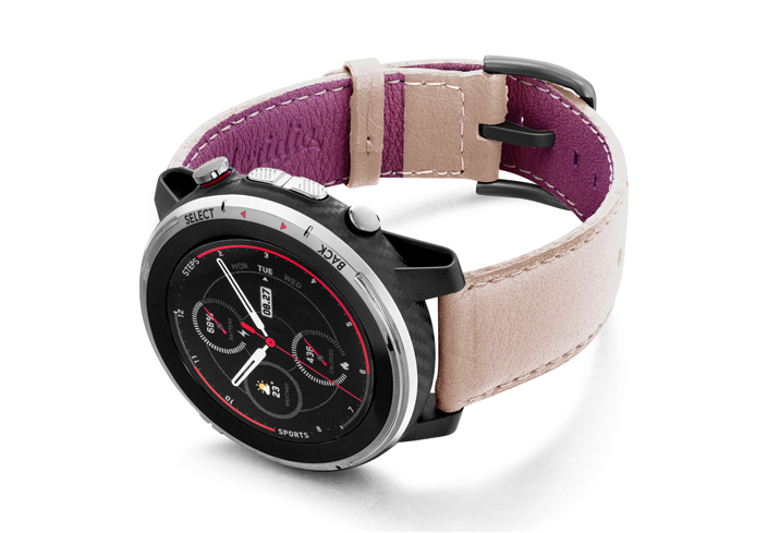 Amazfit-Stratos-angel-whisper-nappa-leather-band-with-display-on-left