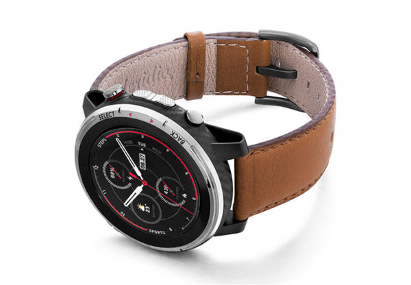 Goldstone-Amazfit-STRATOS-nappa-leather-band-with-display-on-left
