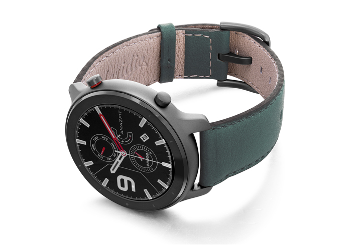 Amazfit-GTR-denim-nappa-leather-band-with-display-on-left