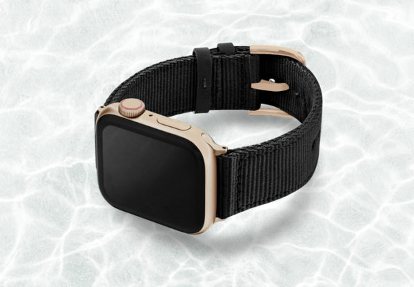 AW-black-tide-recycled-by-ocean-band-44mm-case-on-left-with-aluminium-gold-adaptors