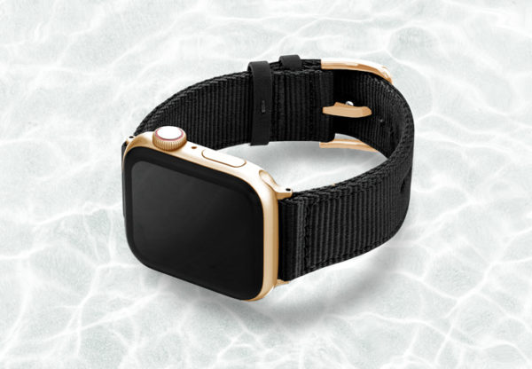 AW-black-tide-recycled-by-ocean-band-44mm-case-on-left-with-stainless-gold-adaptors