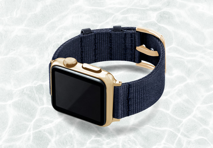 AW-blue-tide-recycled-by-ocean-band-40mm-case-on-leftwith-stainless-gold-adaptors