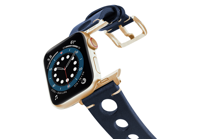 Blue-AW-urban-leather-band-on-air-alluminium-gold-adapters